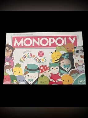 Monopoly Squishmallows Board Game Sealed Cam The Cat Plush Collector Edition